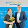 Sprecher der LAG, Marco Eberl, mit der neuen Co-Sprecherin Thea Kneisel